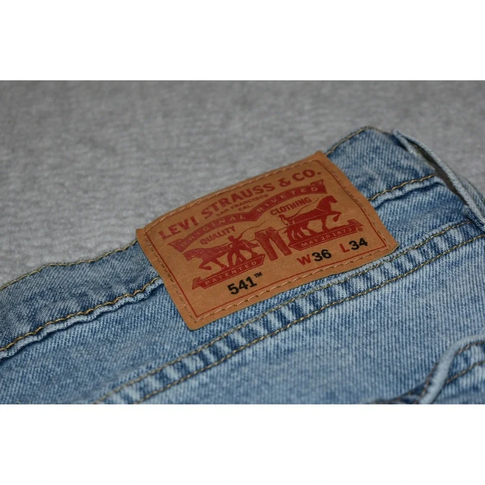 Levi's 541 Athletic Taper Jeans Mens 36 x 34 Light Wash Distressed Blue Denim